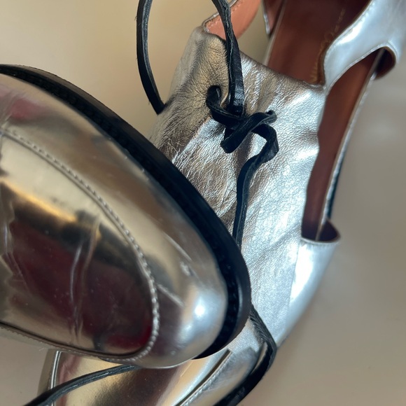 Rebecca Minkoff Silver Leather Loafers Oxford flats Cutout sides 7.5 chic - Picture 12 of 16